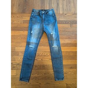 EUC Sinner High Waist Authentic Missguided Distressed Skinny Jean Sz 6 Med Wash
